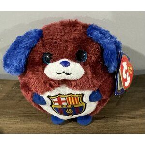 NEW Ty Beanie Ballz FC Barcelona Cule Mascot Soft Toy Plush 4” Tags Brown Blue